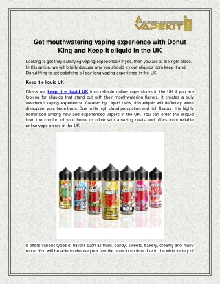 Keep It e liquid UK