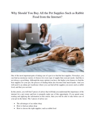 Why Should You Buy All the Pet Supplies Such as Rabbit Food from the Internet?
