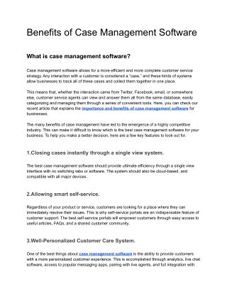 Benefits of Case Management Software