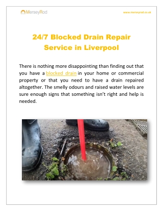 24-7 Blocked Drain Repair Service in Liverpool