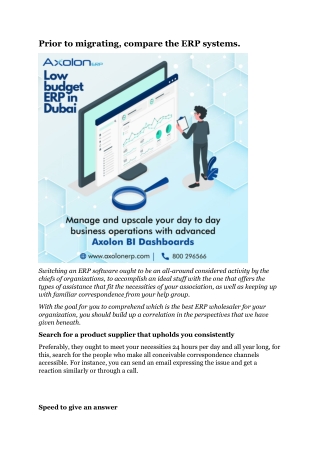 Prior to migrating, compare the ERP systems.