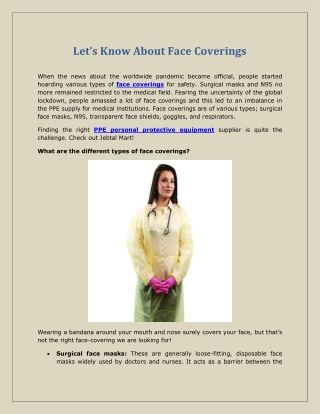 Let’s Know About Face Coverings