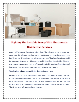 Fighting The Invisible Enemy With Electrostatic Disinfection Services
