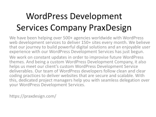 WordPress Development Services Company PraxDesign