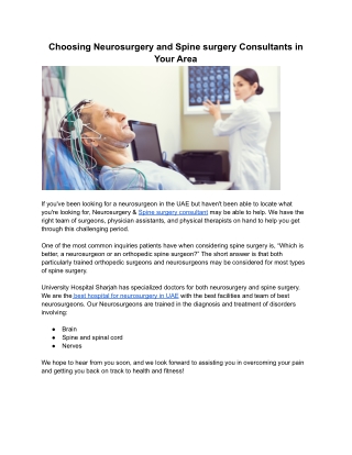 Best neurosurgery and spine surgery hospital in Sharjah