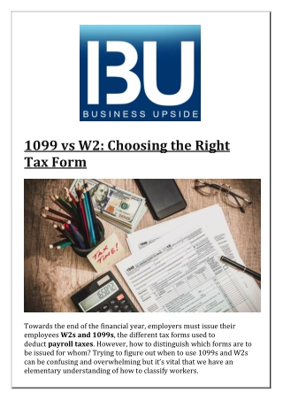 1099 vs W2 Choosing the Right Tax Form