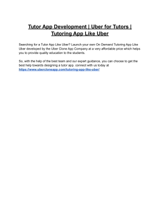Tutor App Development | Uber for Tutors | Tutoring App Like Uber