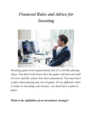Financial Rules and Advice for Investing