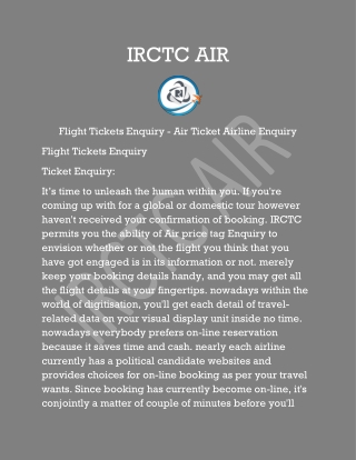 Flight Tickets Enquiry - Air Ticket Airline Enquiry