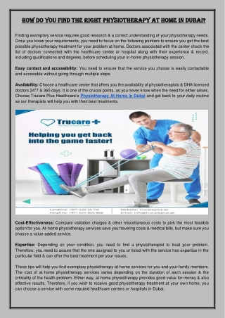 How Do You Find The Right Physiotherapy At Home In Dubai