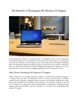 The Benefits of Washington DC Business IT Support