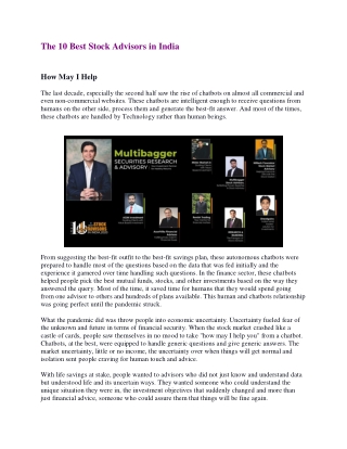 The 10 Best Stock Advisors in India, 2020.