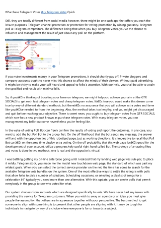 How to Get More Results Out of Your Buy Telegram Votes