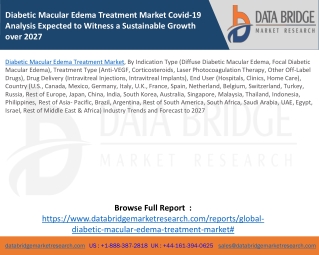 Diabetic Macular Edema Treatment Market Covid-19 Analysis Expected to Witness a Sustainable Growth over 2027
