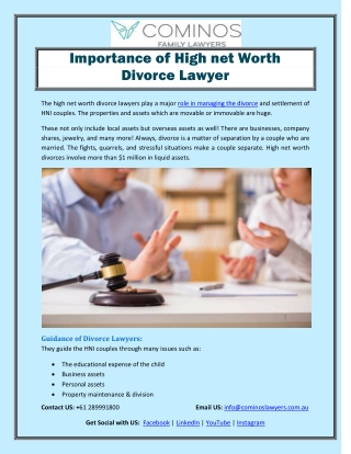 Importance of High net Worth Divorce Lawyer