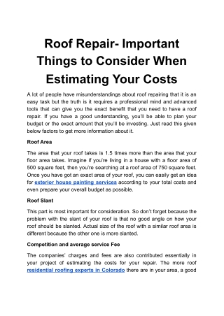 Roof Repair- Important Things to Consider When Estimating Your Costs.docx