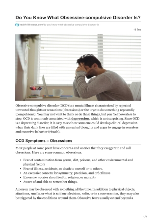 Do You Know What Obsessive-compulsive Disorder Is