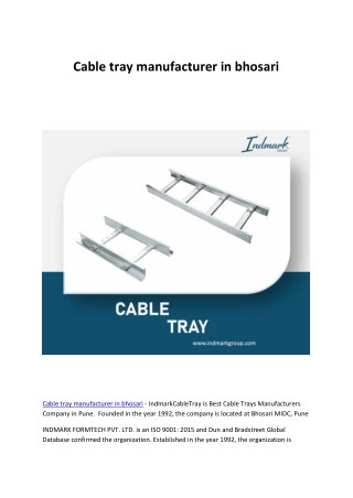Cable tray manufacturer in bhosari