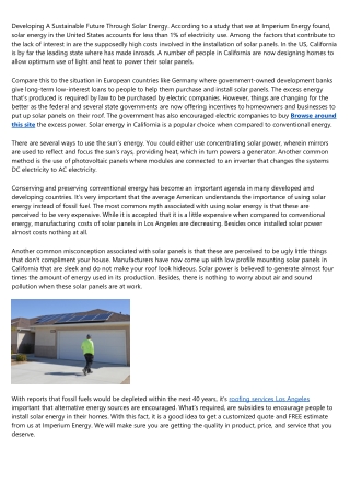 Developing A Sustainable Future Through Solar Energy