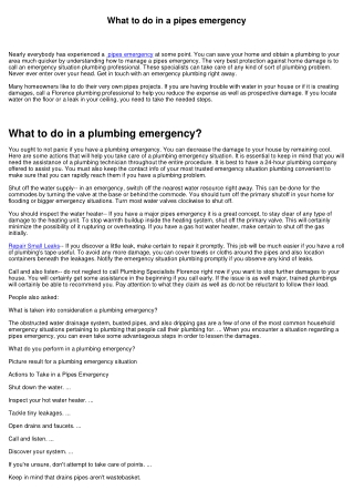 What to do in a plumbing emergency situation