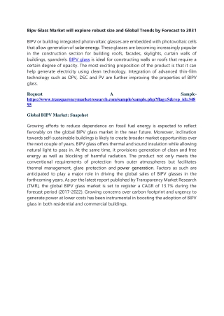 Bipv Glass Market will explore robust size and Global Trends by Forecast to 2031