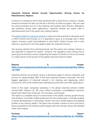 Industrial Solvents Market Growth Opportunities, Driving Factors by Manufacturer