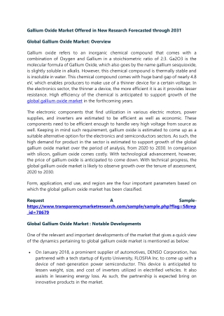 Gallium Oxide Market Offered in New Research Forecasted through 2031