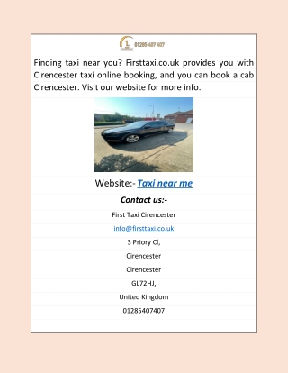 Taxi Near You | Firsttaxi.co.uk