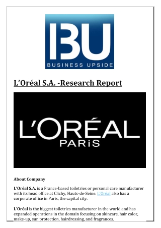 LOreal SA Research Report