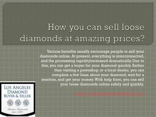 How you can sell loose diamonds at amazing prices