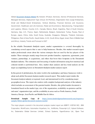 Document Analysis Market Growth, Analysis, Size and Forecast 2027