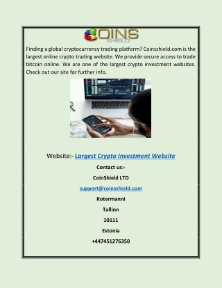 Largest Crypto Investment Website | Coinsshield.com