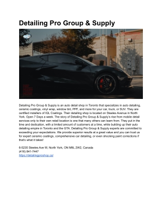 Detailing Pro Group & Supply