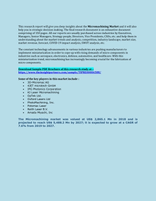 Micromachining Market to 2027