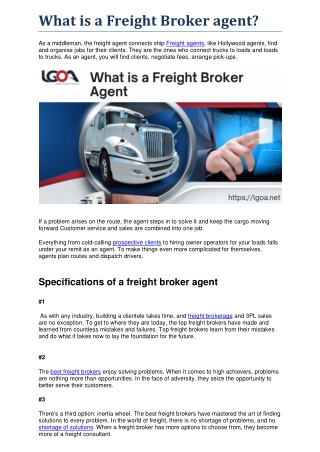 What is a Freight Broker agent