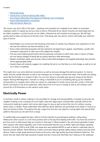 Legalities Of Electric Bike Usage