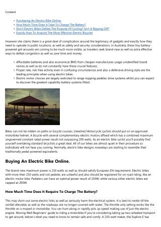 Just How To Choose An Electric Bike E.