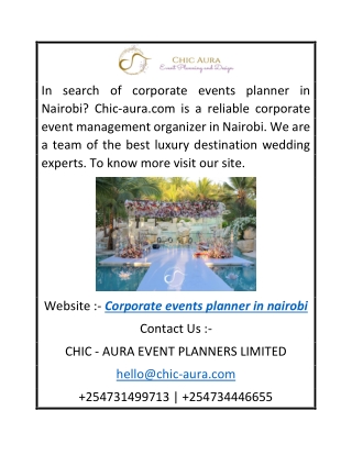 Corporate Events Planner in Nairobi  Chic-aura.com (1)