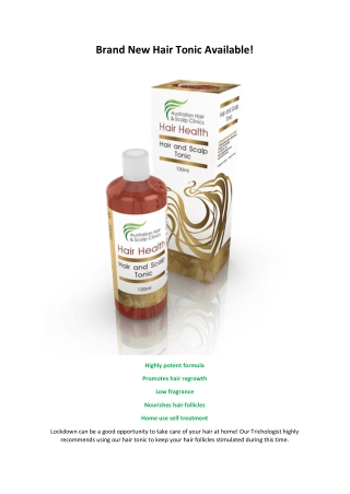 Brand new hair tonic from Australian Hair & Scalp Clinic
