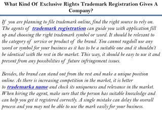 What Kind Of Exclusive Rights Trademark Registration Gives A Company?