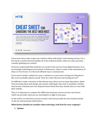 Cheat Sheet for Choosing the Best Web Host