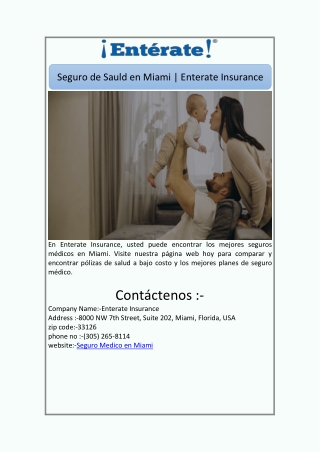 Seguro de Sauld en Miami | Enterate Insurance