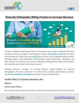 Diversify Orthopedics Billing Practice to Increase Revenue