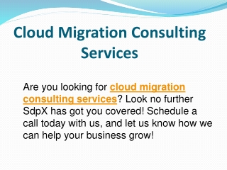 Cloud Migration Consulting Services