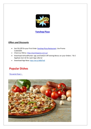 15% Off - Yanchep Pizza Menu, WA| Delivery and Takeaway