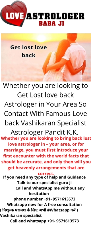 Get Your lost love back by Vashikaran Specialist Astrologer