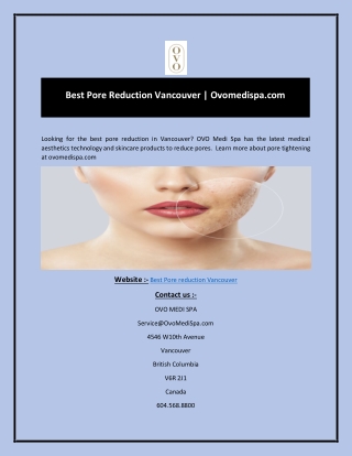 Best Pore Reduction Vancouver Ovomedispa.com