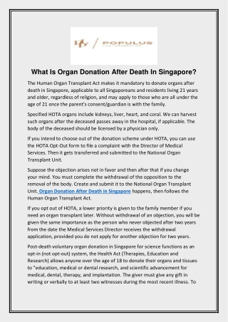 Organ Donation After Death In Singapore