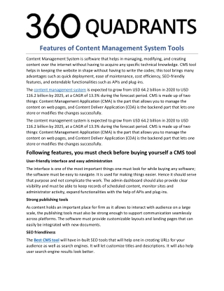 Features of Content Management System Tools
