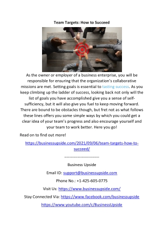 Team Targets How to Succeed